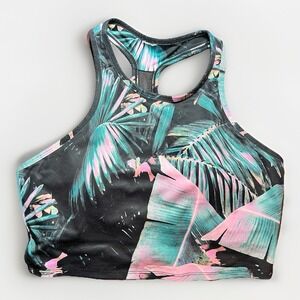 Fabletics Racerback Sports Bra Size Large? Pullover Mesh Tropical Palm